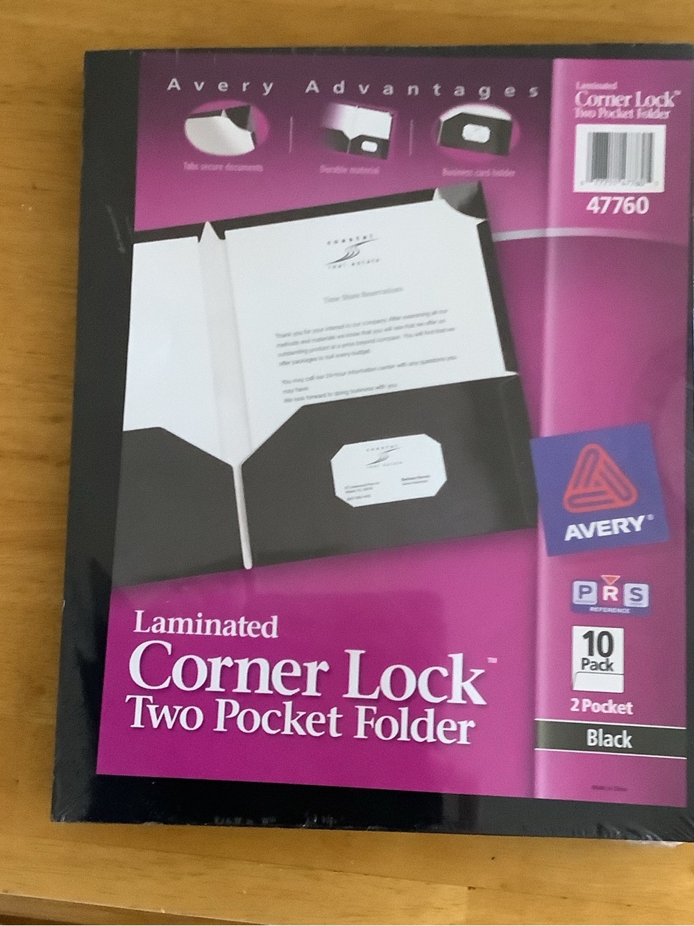 Avery Black Laminated Corner-Lock Two-Pocket Folder Black 10 Pack New 47760